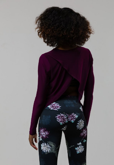 Image Title Onzie Tulip Back Long Sleeve Top - Aubergine